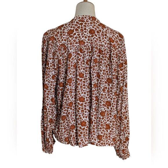 Treasure & Bond Rust and White Patterned Pull Over Blouse Top NWT - Picture 4 of 7